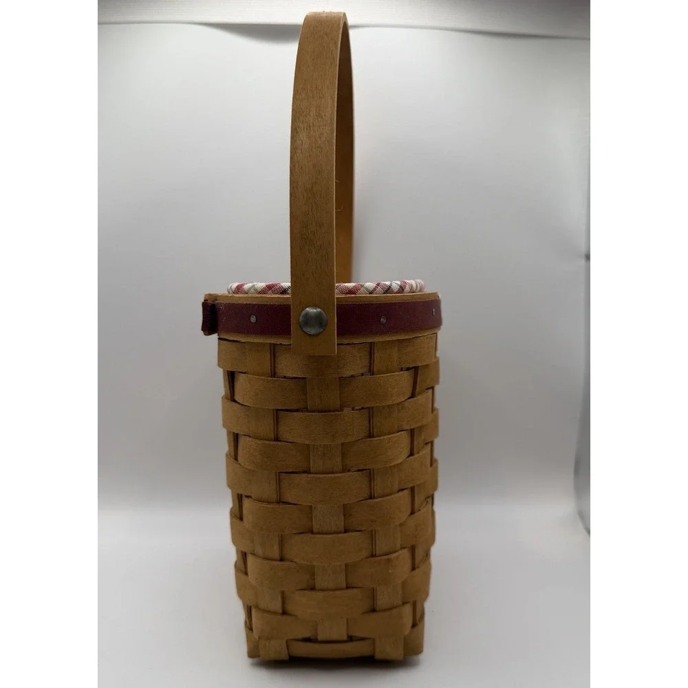 Longaberger Woven Memories Basket 2005 Cherry Red Plaid Liner Protector